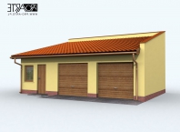 G85 szkielet drewniany projekt garażu dwustanowiskowego z pomieszczeniami gospodarczymi. Obraz #6