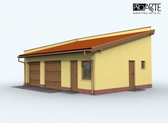 G85 szkielet drewniany projekt garażu dwustanowiskowego z pomieszczeniami gospodarczymi
