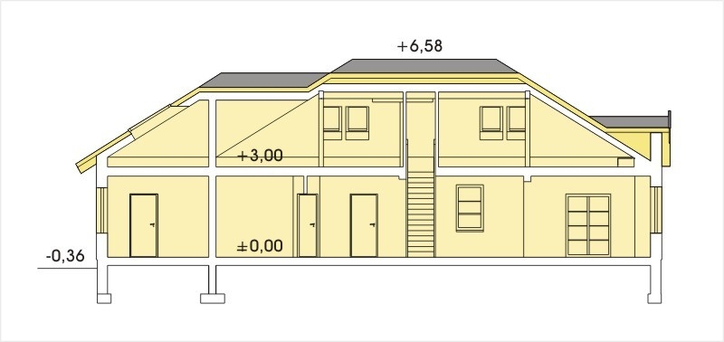 FRODO wersja B dach 4-spadowy z pojedynczym garażem