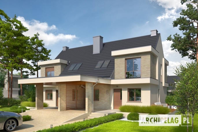 DOBRY DOM: Projekty domów dwurodzinnych (dla dwóch rodzin) z osobnym