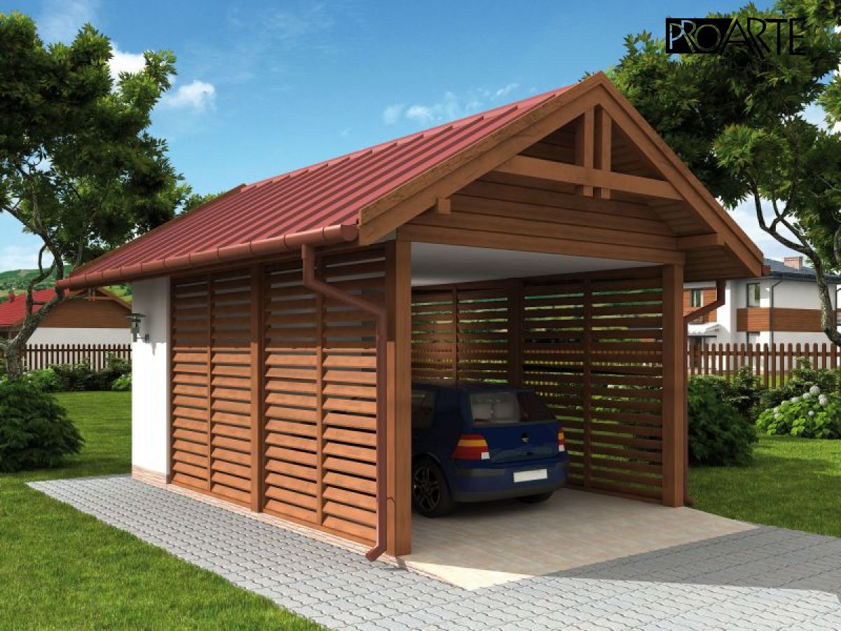 Gotowe projekty wiat garażowych drewnianych i murowanych
